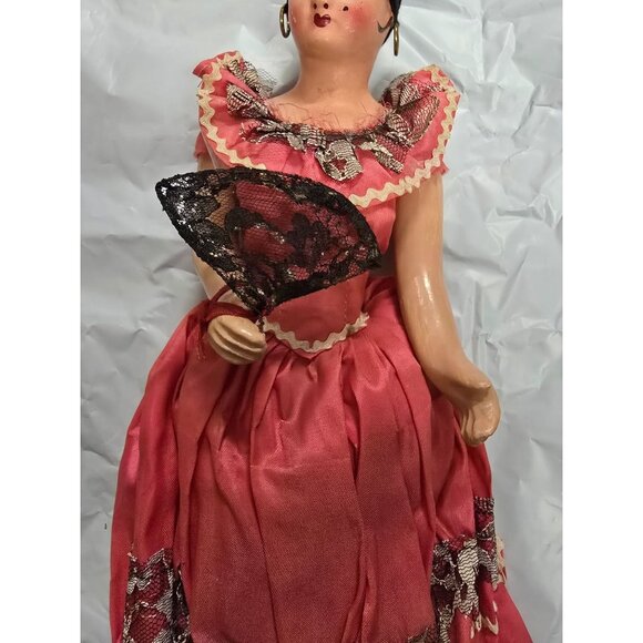 2 Vintage Old Composition Dolls Mexico 16" & 14" & Paper Streamer 12 ft - Picture 7 of 16